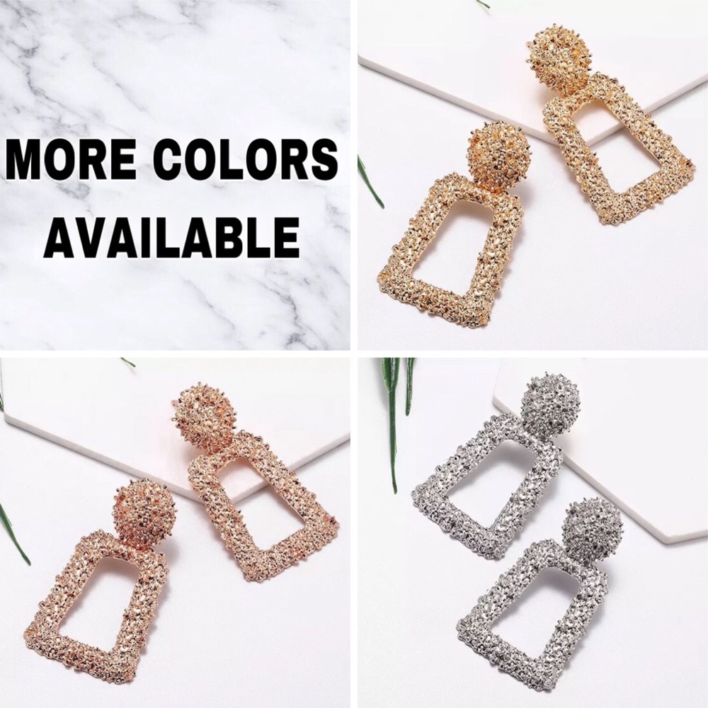 ⚜️[𝟯/$𝟭𝟴]⚜️Rose Gold Quad Textured Earrings NEW - Picture 10 of 12